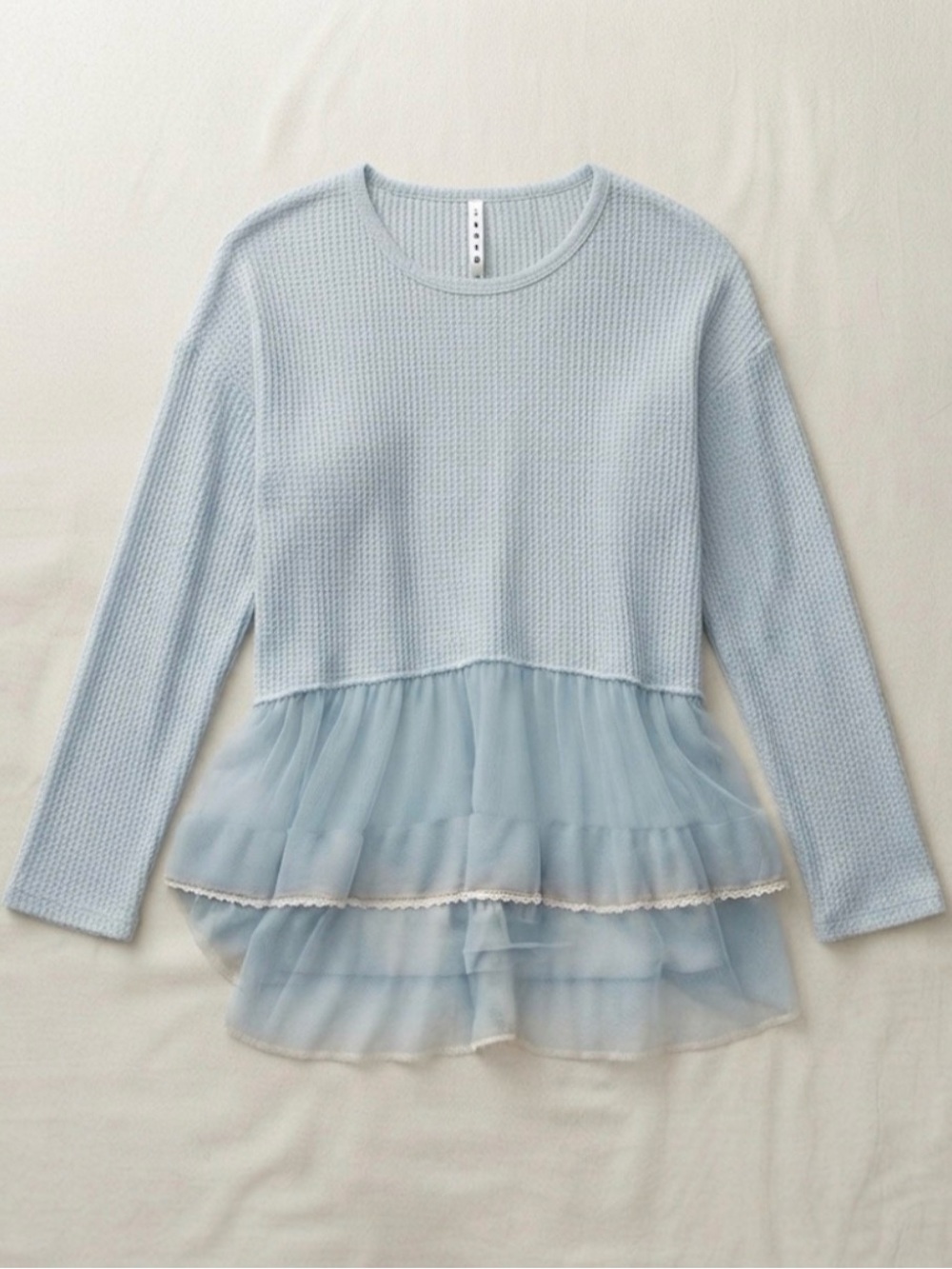 Light Blue Layered Peplum Knit Top